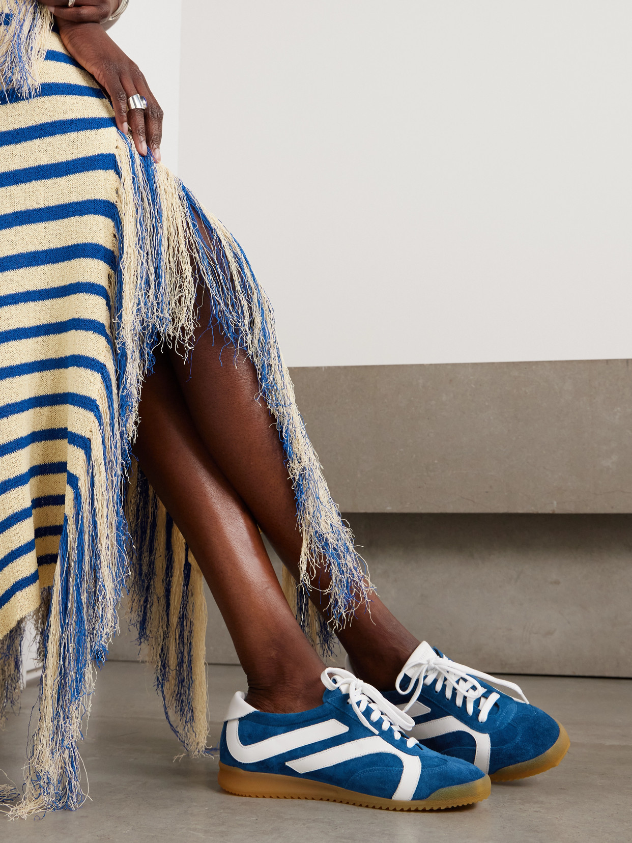 Proenza Schouler Track Leather-trimmed Suede Sneakers In Blue