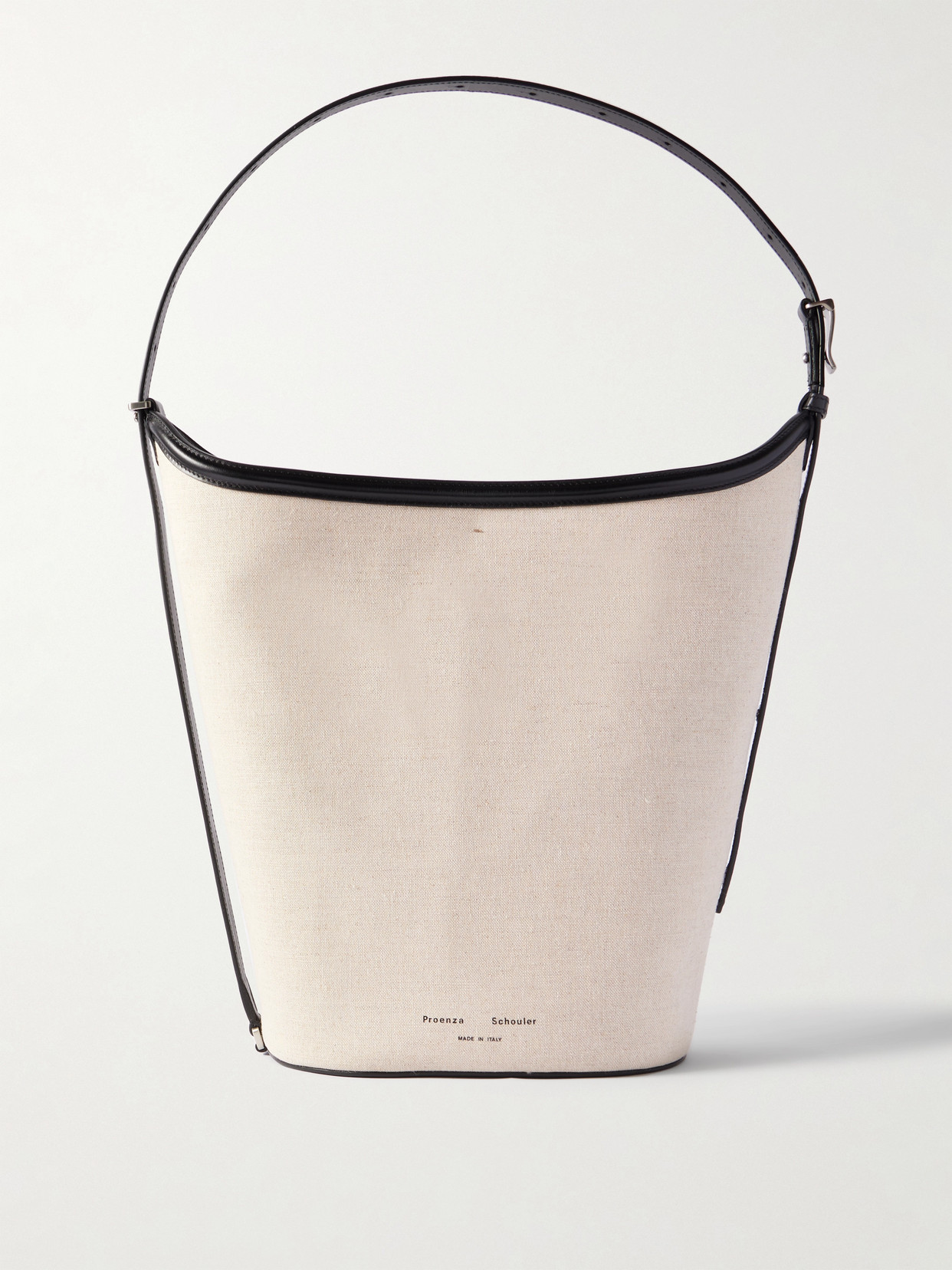 Proenza Schouler Brant Leather-trimmed Linen Bucket Bag In Off-white