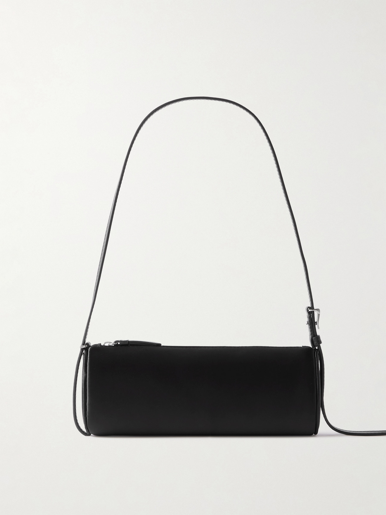 Proenza Schouler Silo Leather-trimmed Satin Shoulder Bag In Black