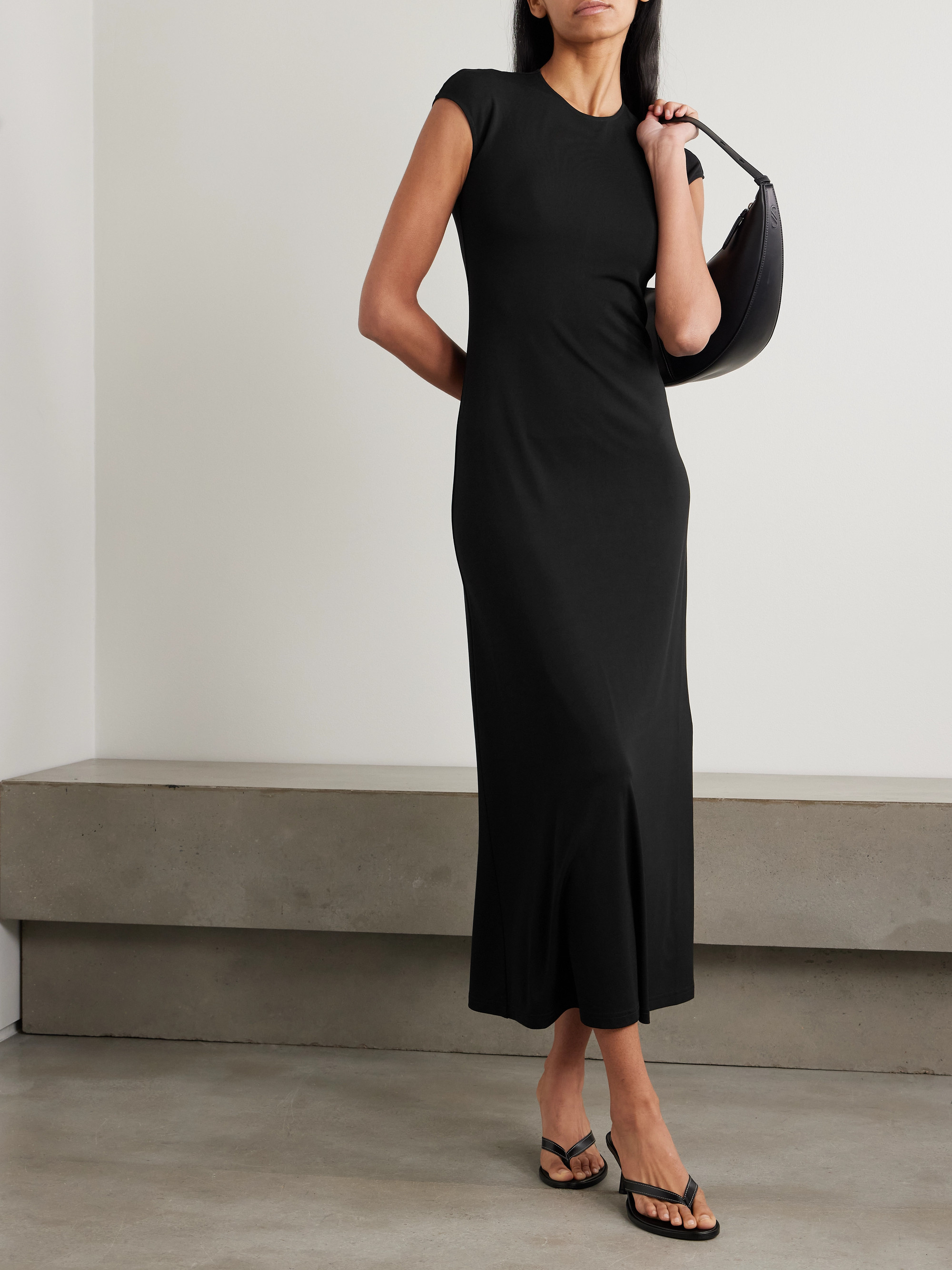 toteme long sleeve jersey dress Toteme Women's Fluid Black Jersey Dress main image 1