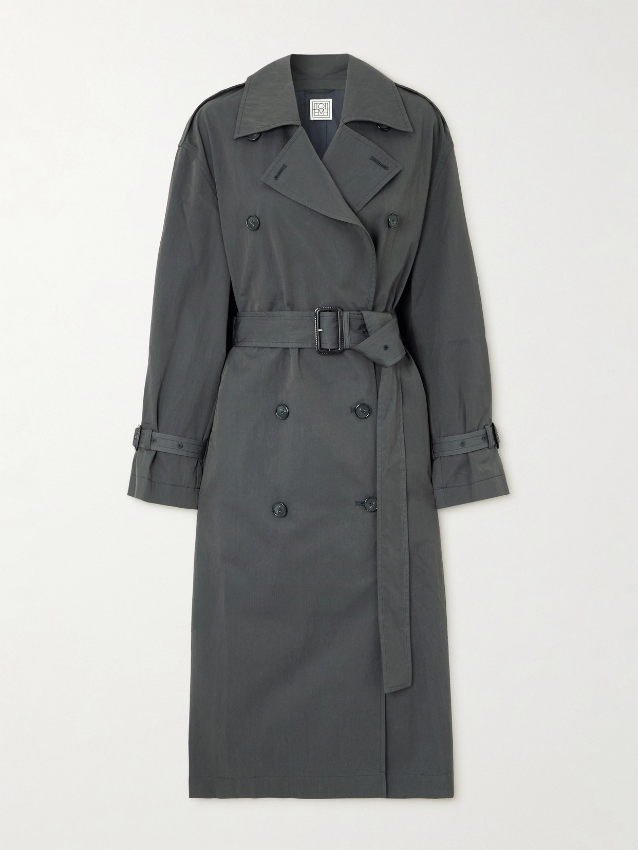 Totême Garderob Belted Organic Cotton-blend Trench Coat In Black