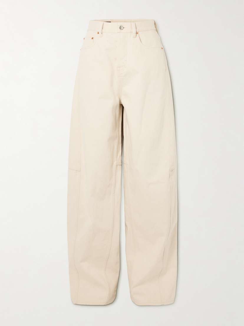 Gucci Patent Leather-trimmed Paneled High-rise Barrel-leg Jeans