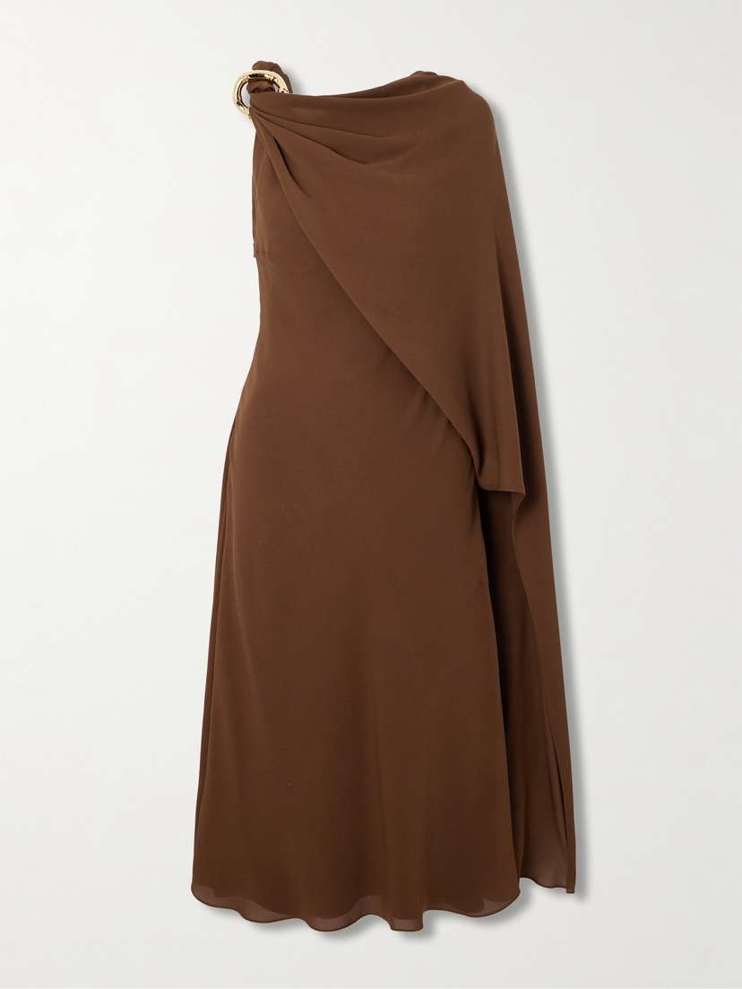 Gucci Cape-effect Embellished Silk-crepe Midi Dress