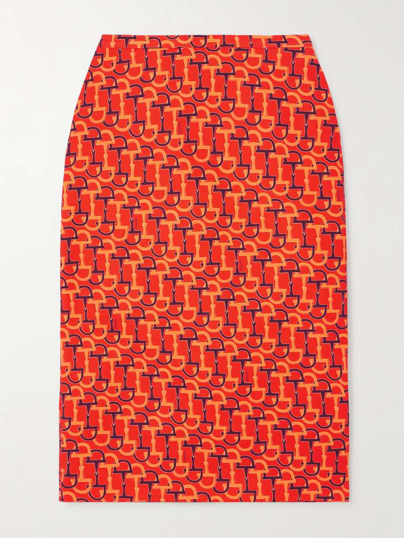 Gucci Printed Cotton-twill Midi Skirt