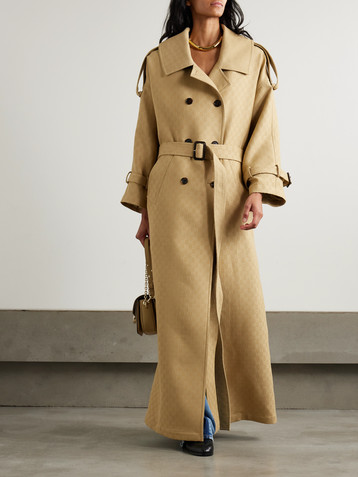 Gucci Oversized double-breasted belted wool and silk-blend jacquard trench coat