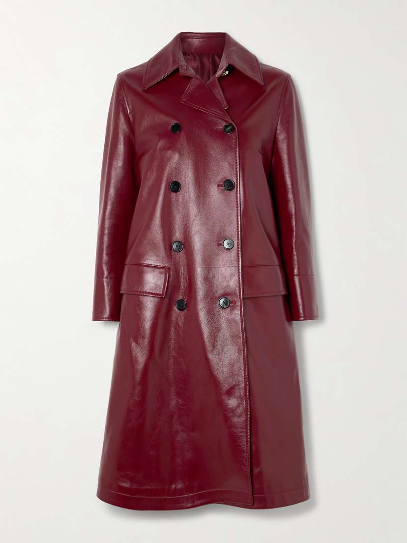 Gucci Double-breasted Glossed-leather Trench Coat