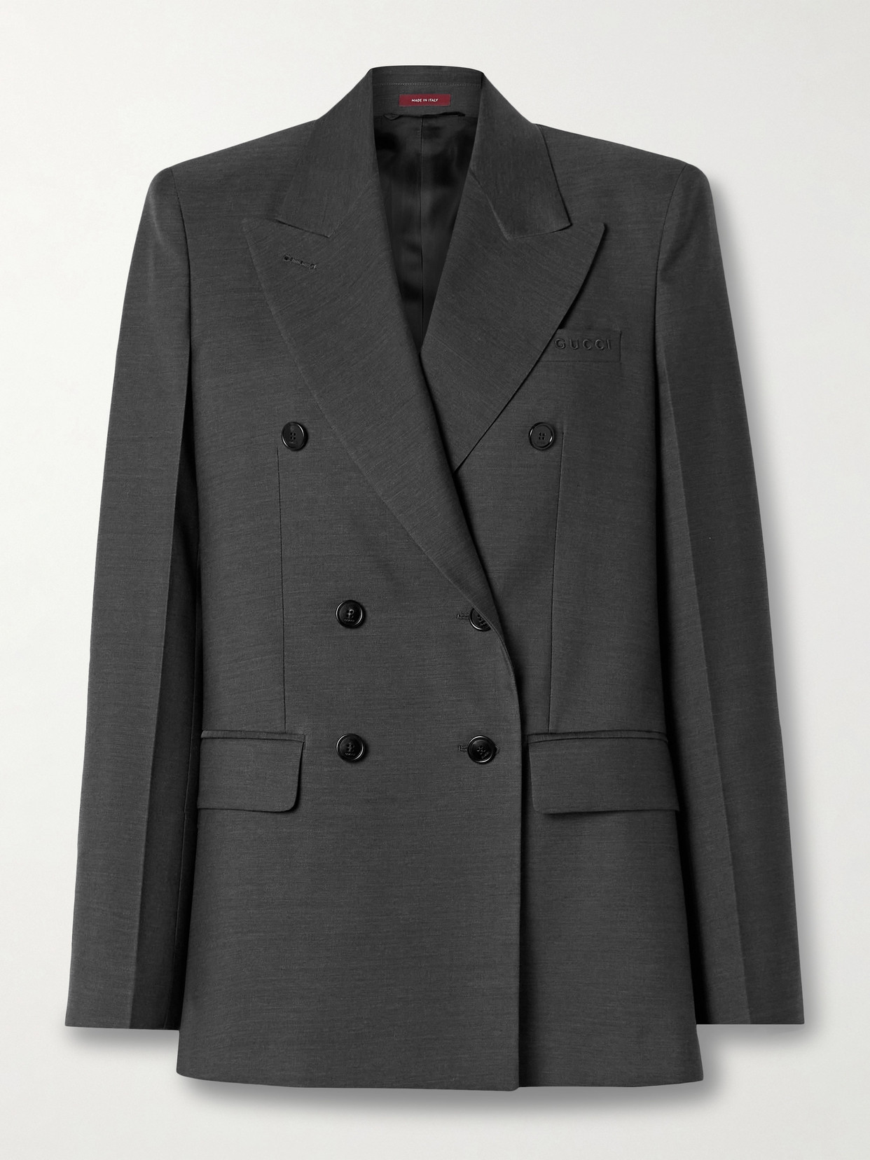 Gucci Double-breasted Wool-crepe Blazer In Grey