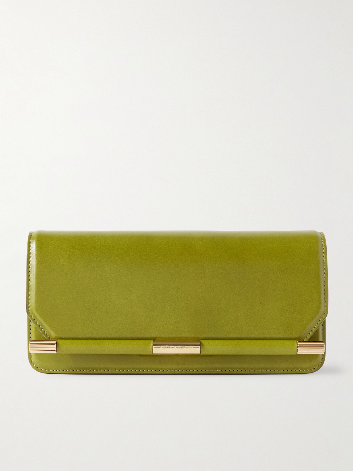 Victoria Beckham 202 Crinkled-leather Clutch In Green