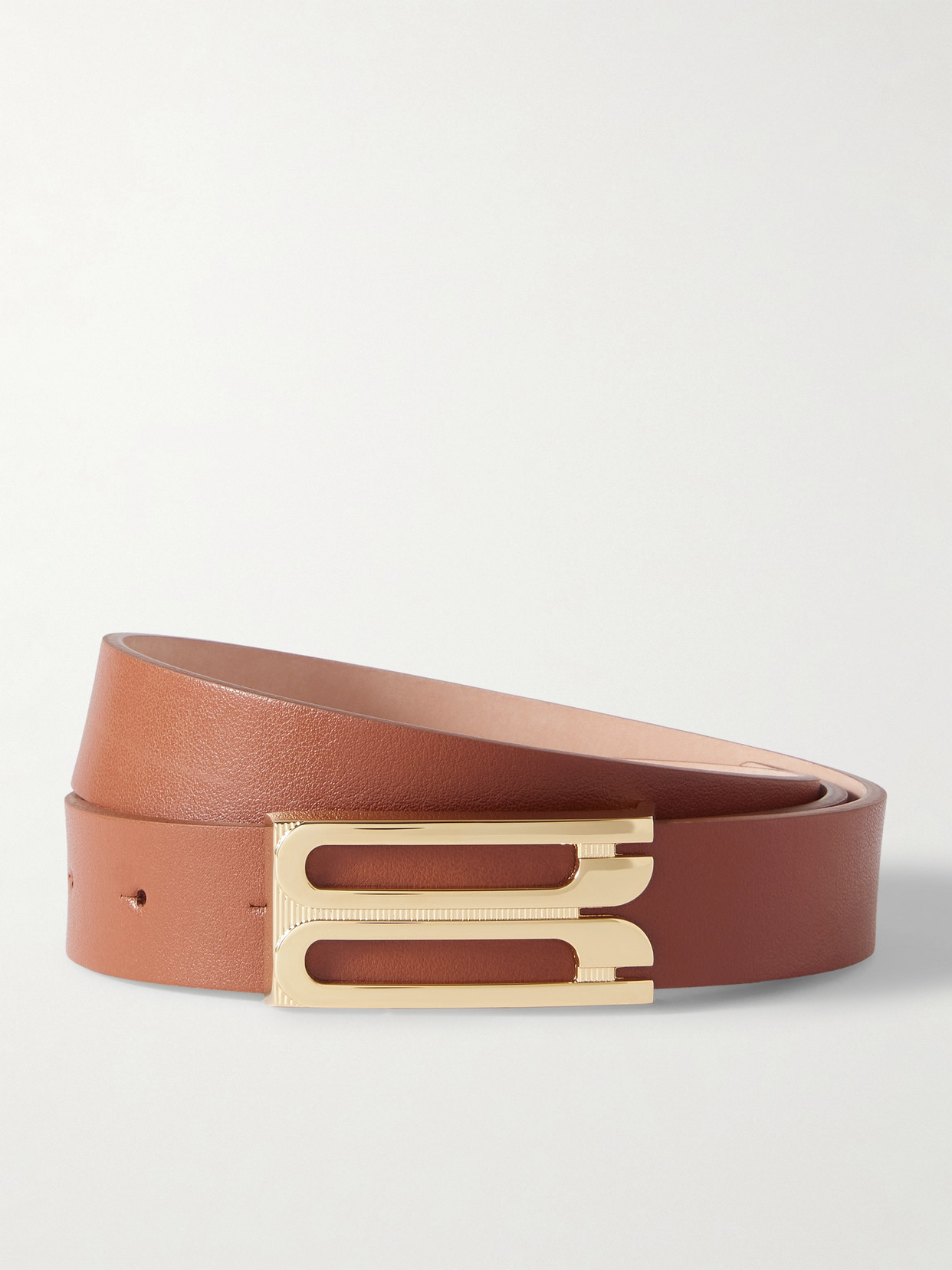 Victoria Beckham Frame Leather Belt In Brown