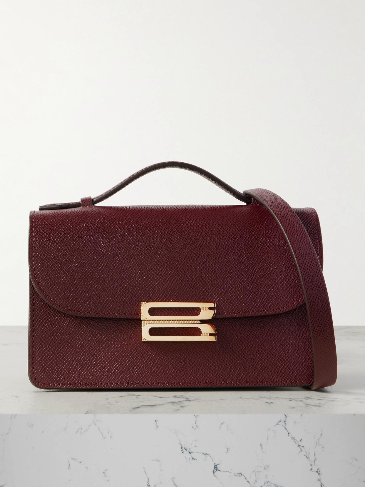 Victoria Beckham Dorian Mini Textured-leather Shoulder Bag In Burgundy