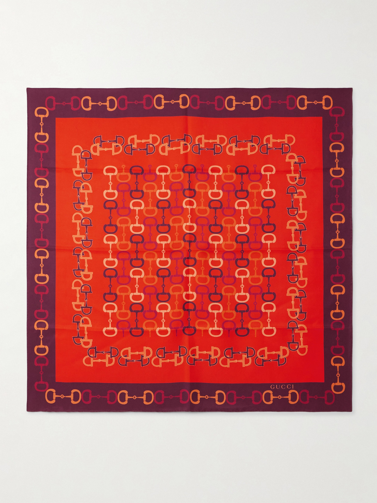 Gucci Printed Silk-twill Scarf In Orange