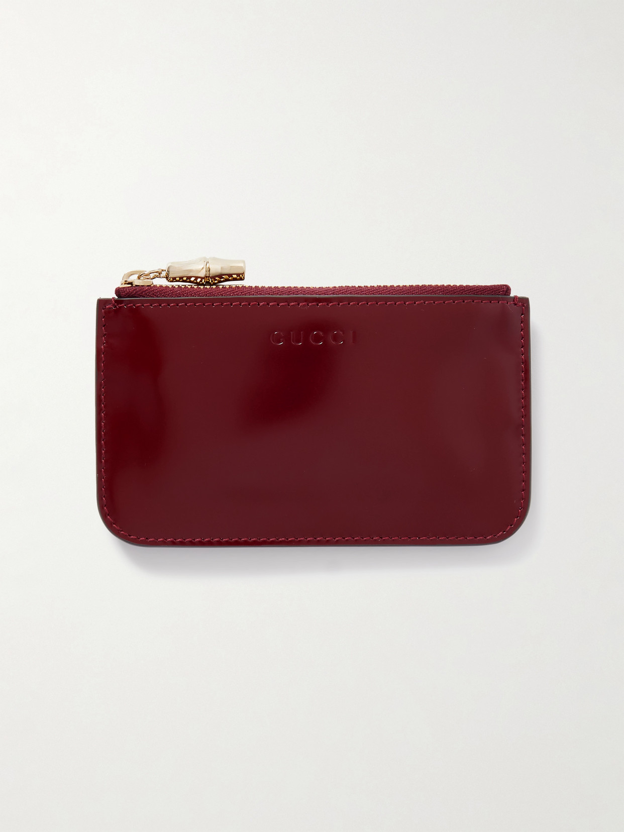 Gucci Patent-leather Cardholder In Burgundy