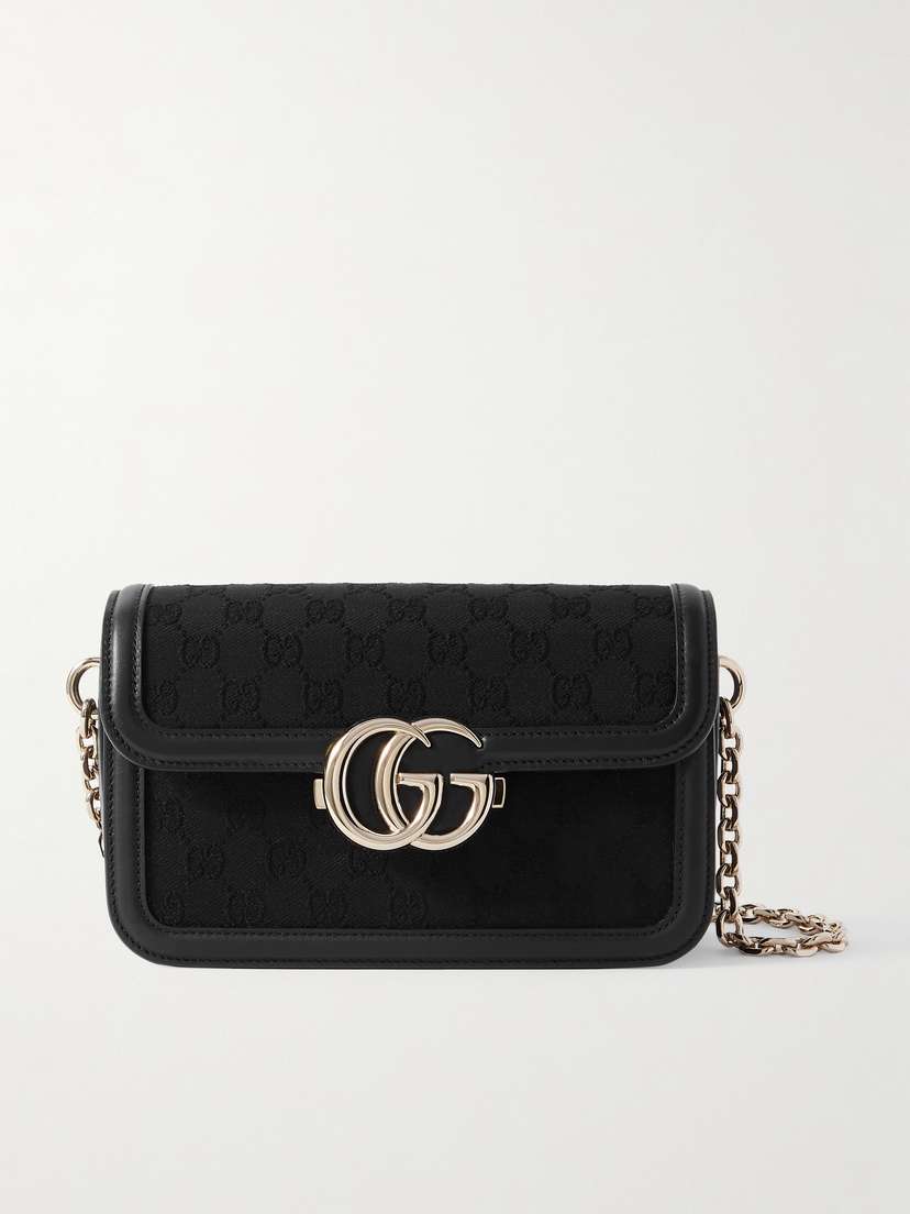 Gucci Leather-trimmed Canvas-jacquard Shoulder Bag