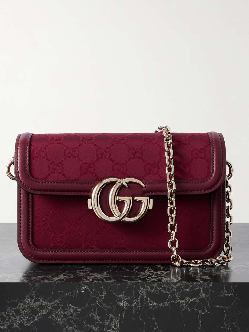 Gucci Go Small Leather-trimmed Canvas-jacquard Shoulder Bag