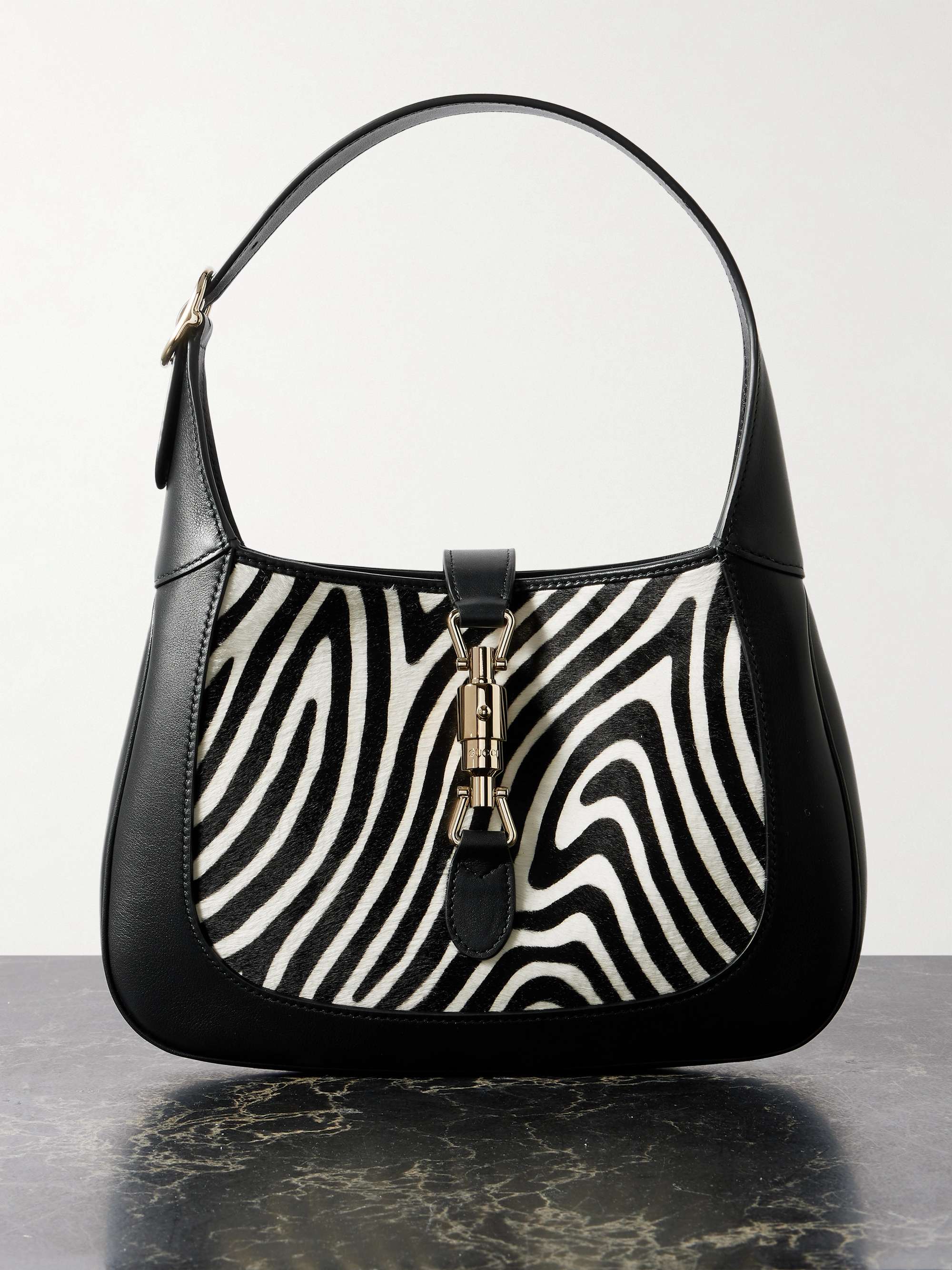 GUCCI Jackie 1961 zebra-print calf hair and leather shoulder