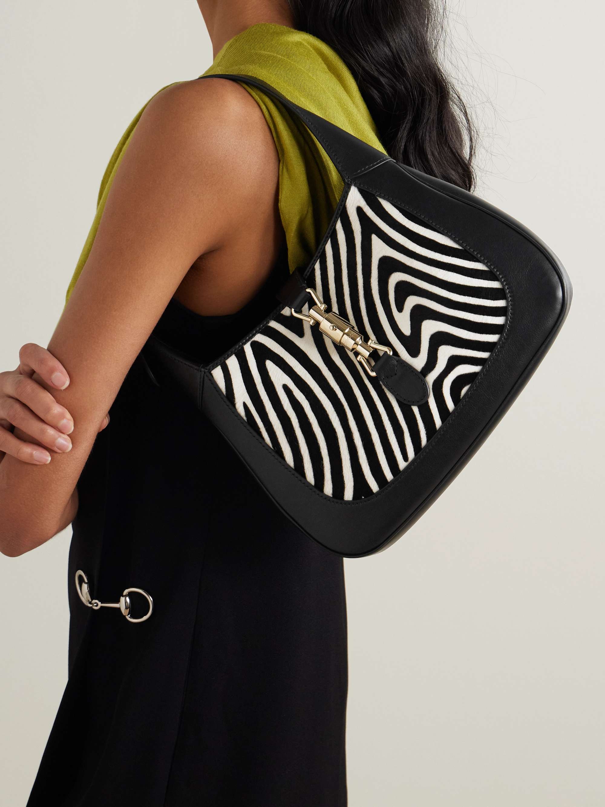GUCCI Jackie 1961 zebra-print calf hair and leather shoulder
