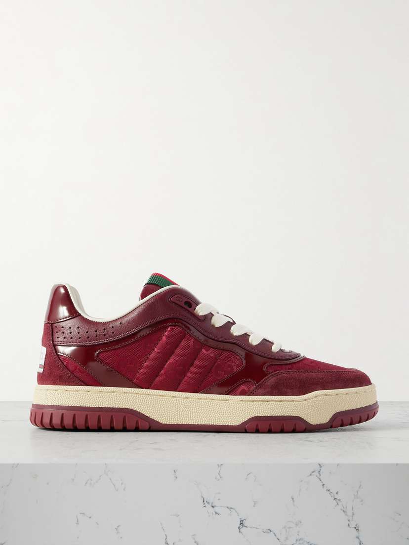 Gucci Re-web Leather, Suede And Canvas-jacquard Sneakers