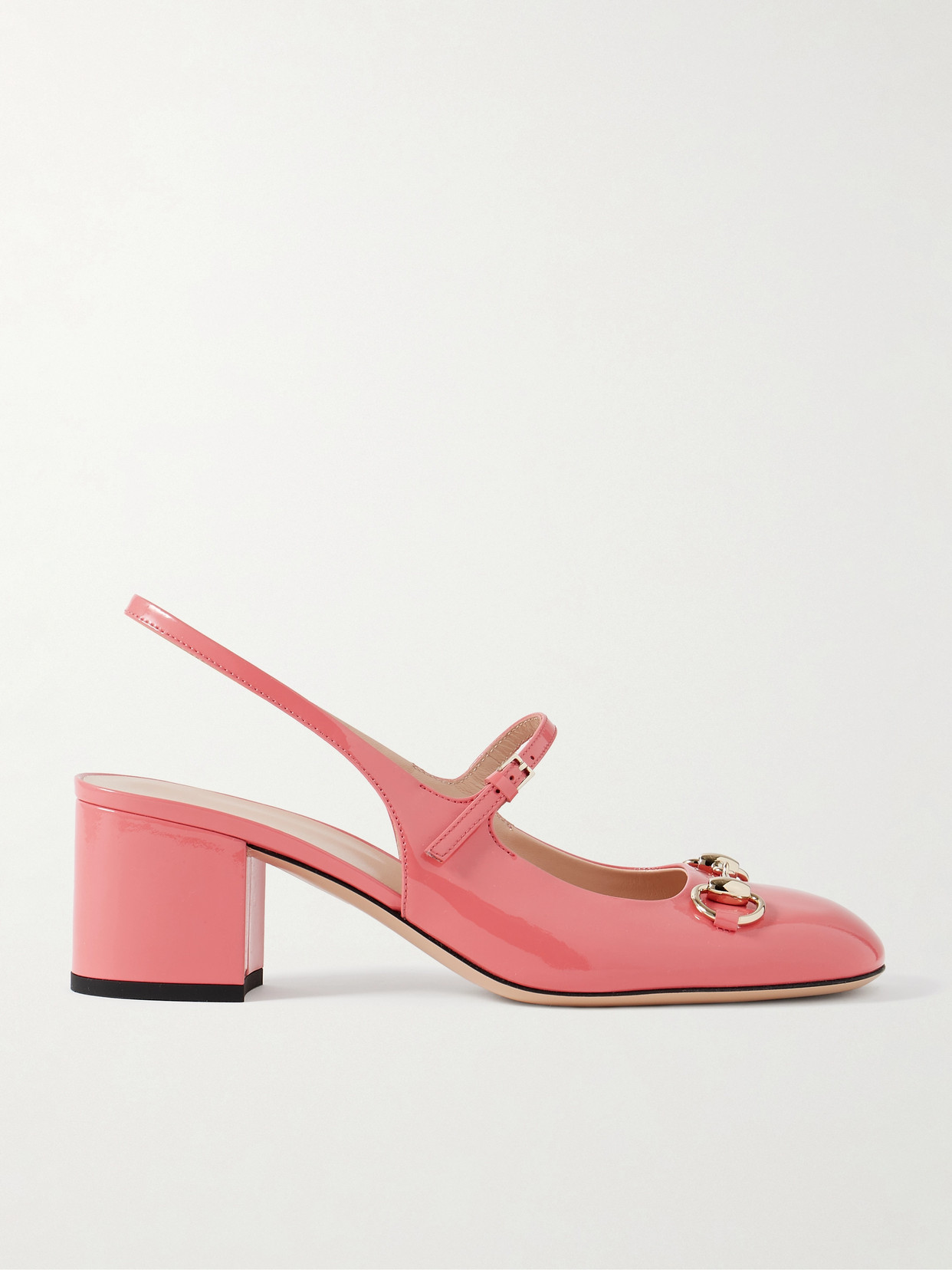 Gucci Lady Horsebit-detailed Patent-leather Mary Jane Pumps In Pink