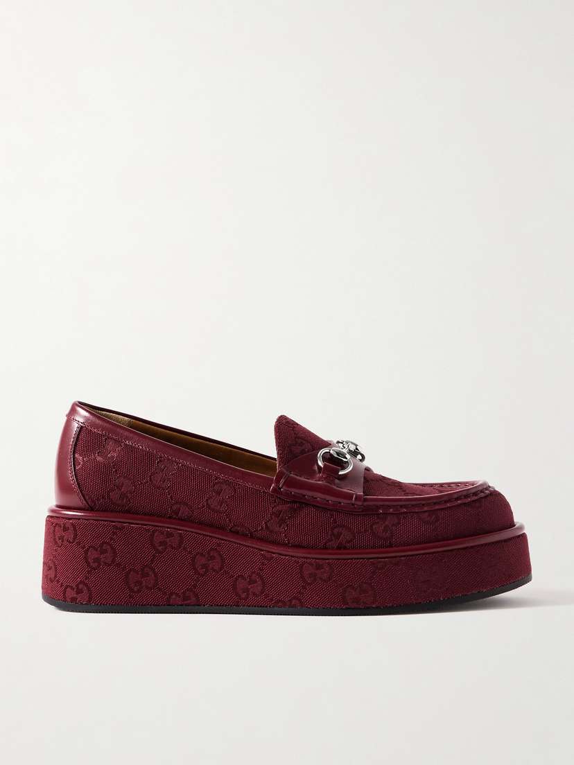 Gucci Ilde Leather-trimmed Canvas-jacquard Platform Loafers