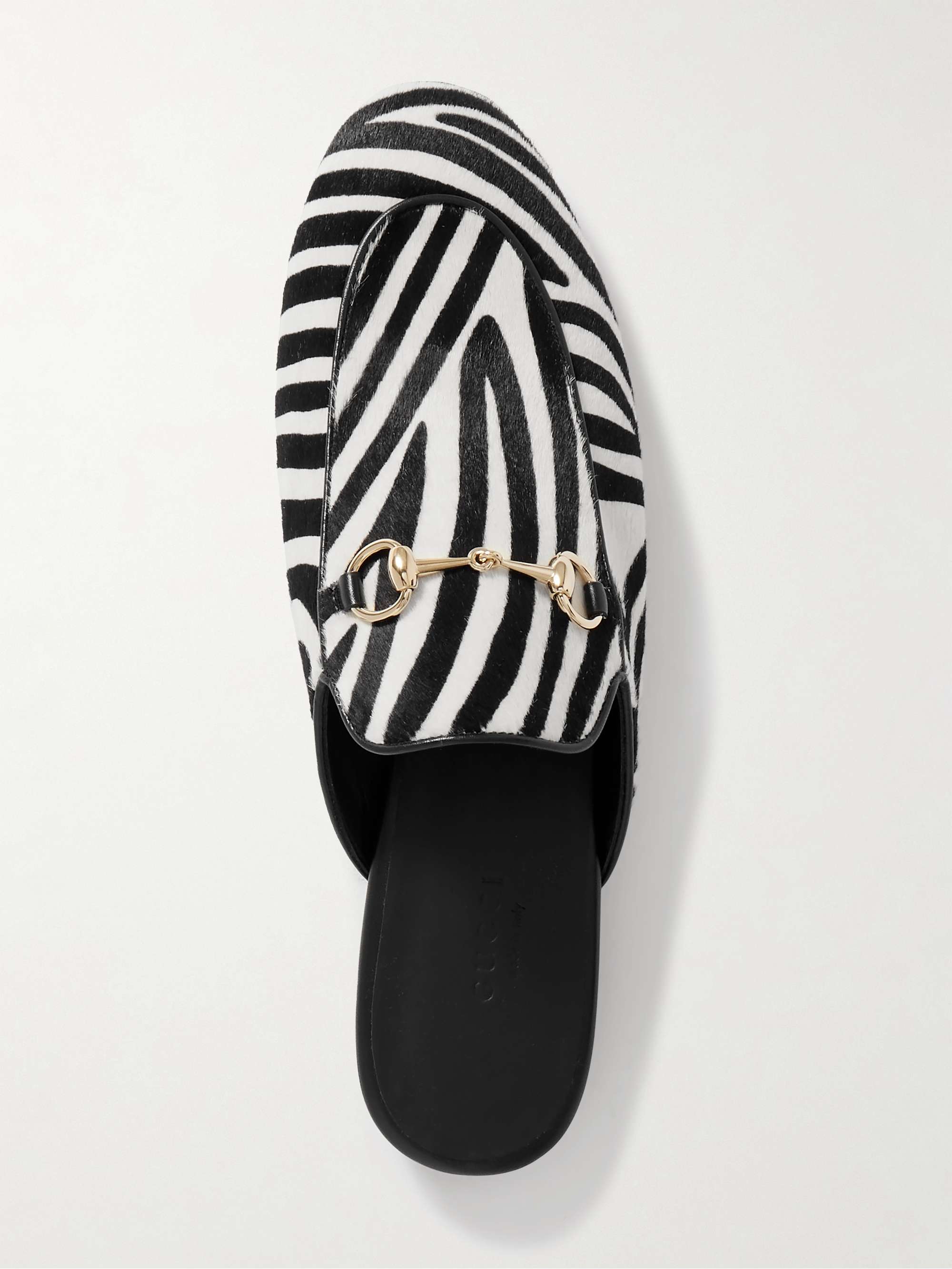 GUCCI Princetown horsebit-detailed leather-trimmed zebra GUCCI Princetown horsebit-detailed leather-trimmed zebra