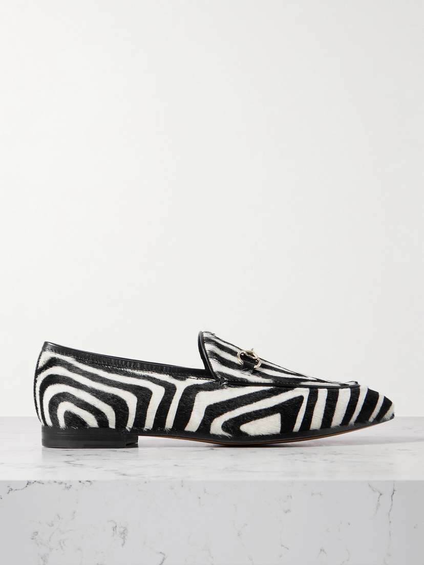 Gucci Jordaan Horsebit-detailed Zebra-print Calf Hair Loafers