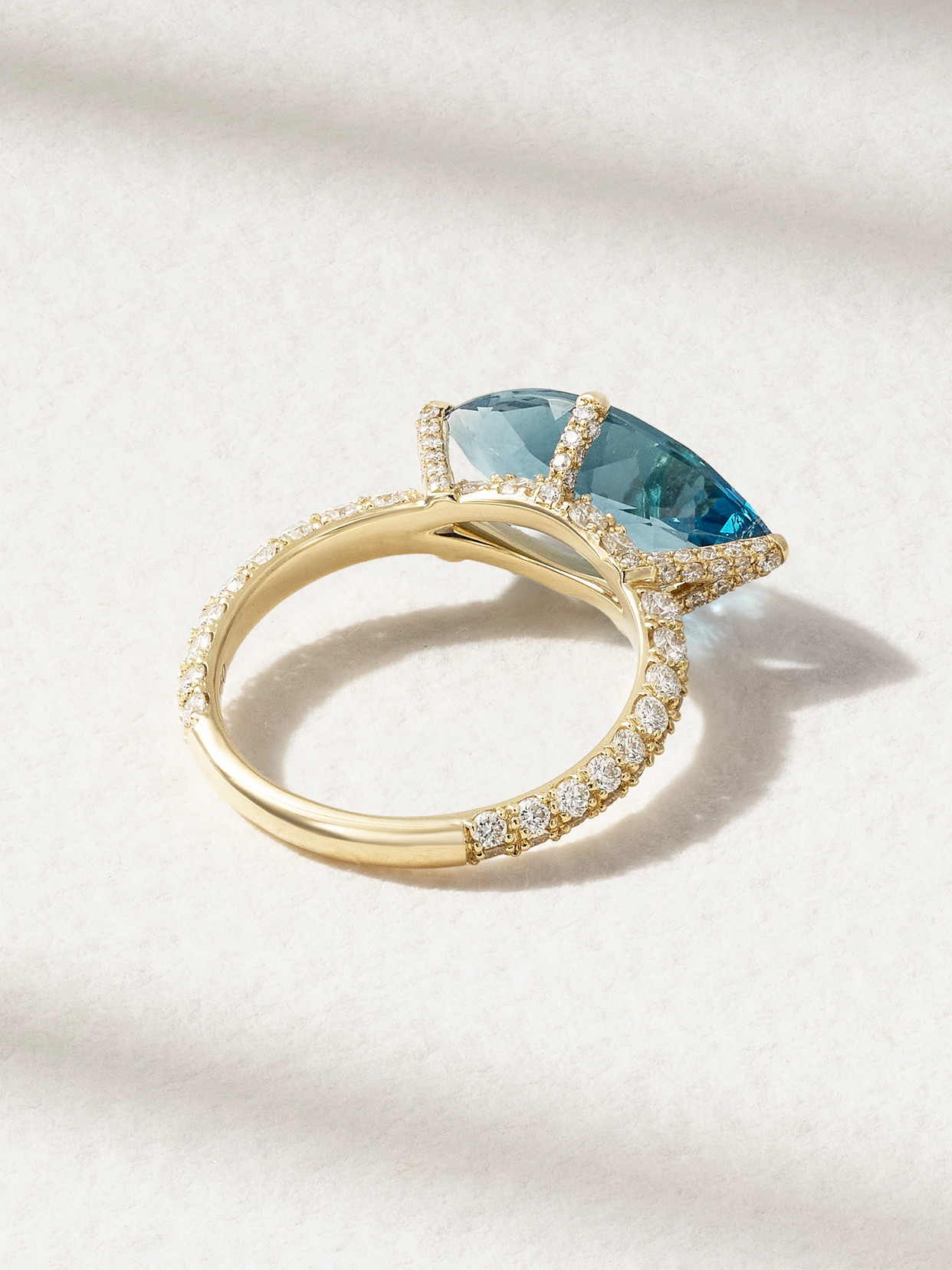 Diane Kordas 18-karat Gold, Topaz And Diamond Pinky Ring In Blue