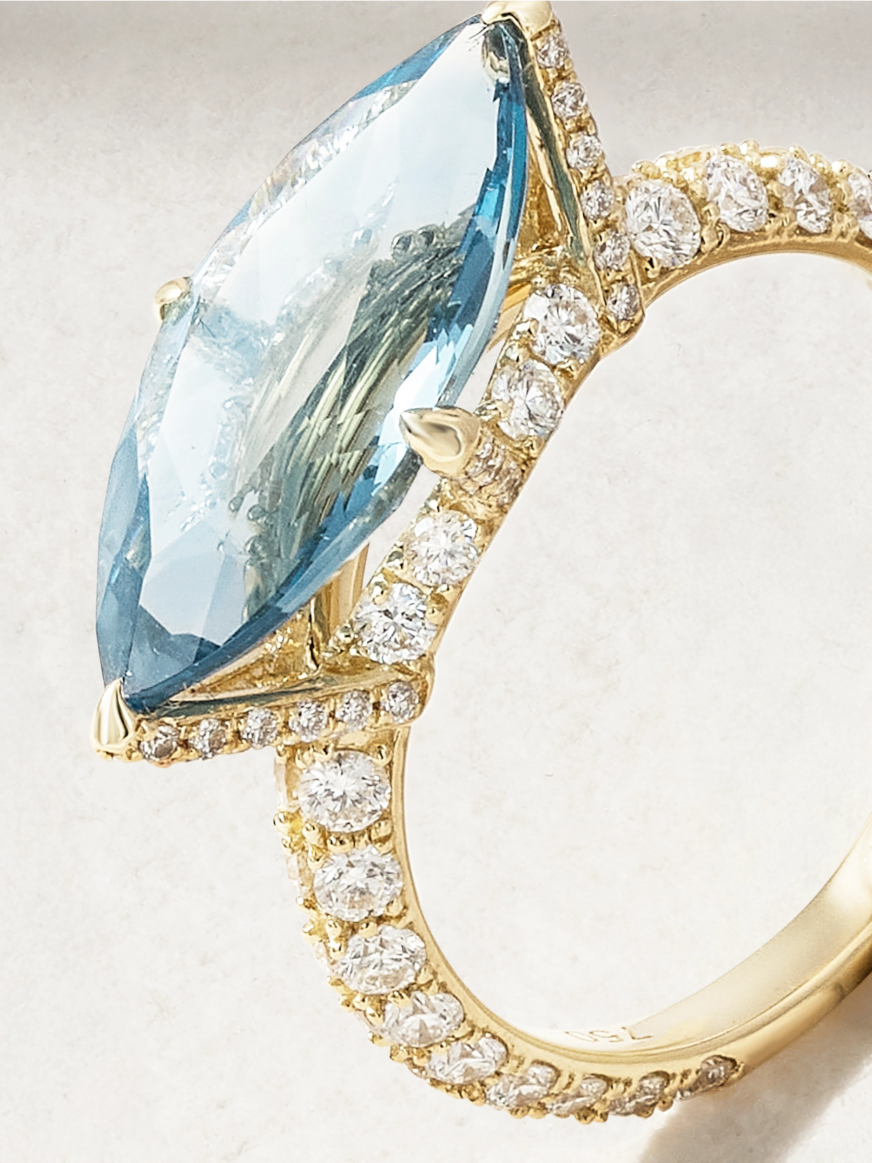 Diane Kordas 18-karat Gold, Topaz And Diamond Pinky Ring In Blue