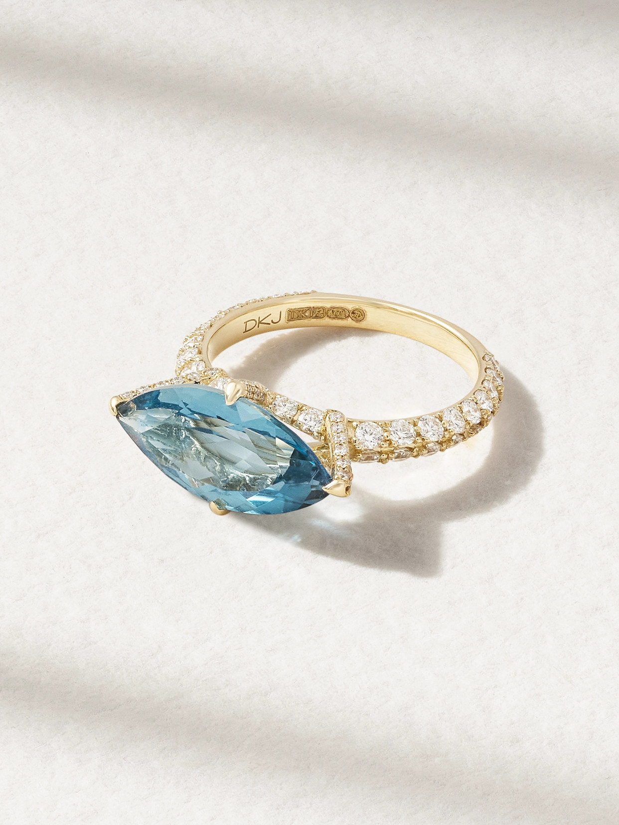 Diane Kordas 18-karat Gold, Topaz And Diamond Pinky Ring In Blue