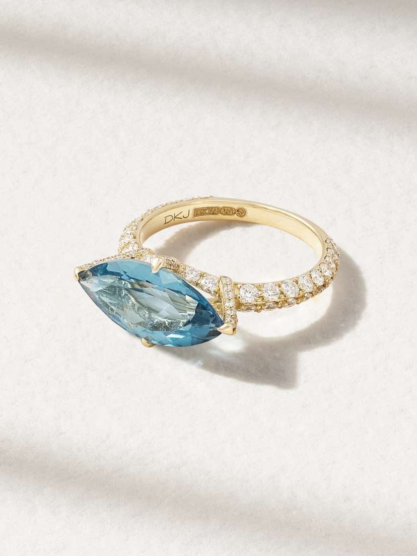 Diane Kordas 18-karat Gold, Topaz And Diamond Pinky Ring