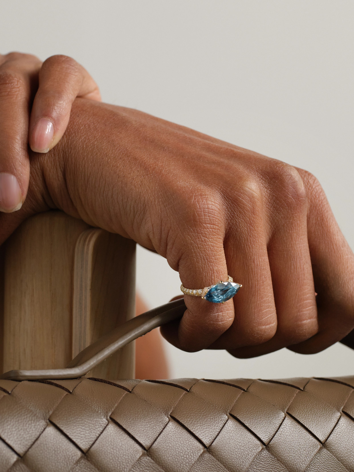 Diane Kordas 18-karat Gold, Topaz And Diamond Pinky Ring In Blue