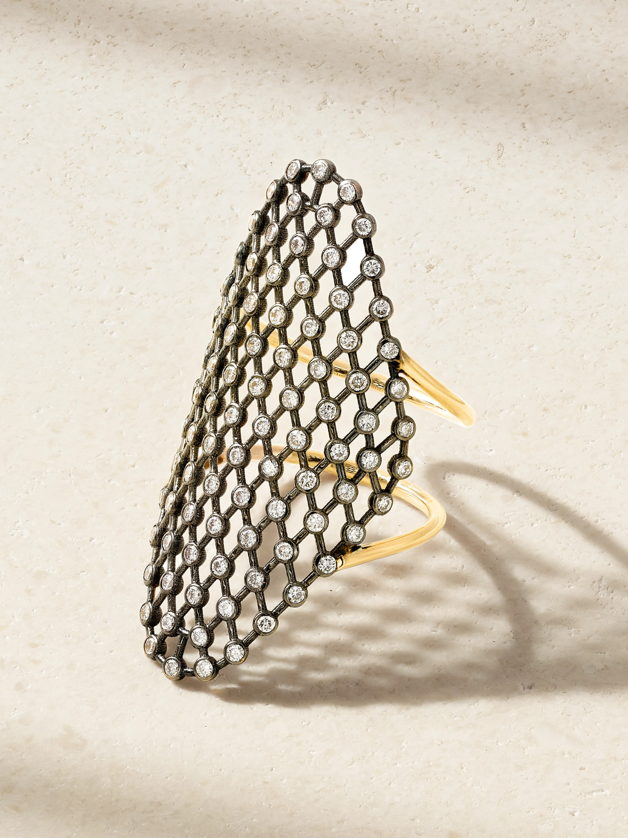 Diane Kordas - 18-karat Blackened Gold Diamond Ring - 6