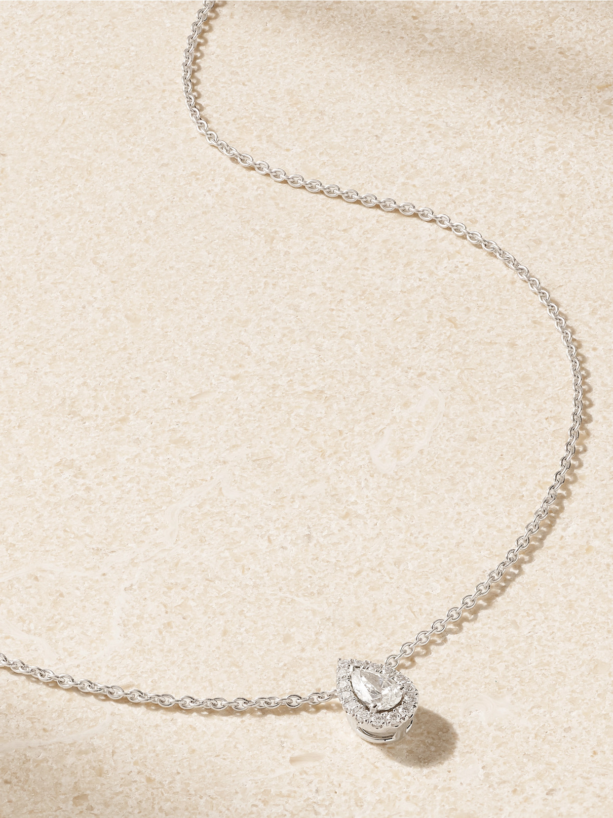 De Beers Aura 18-karat White Gold Diamond Necklace In Silver