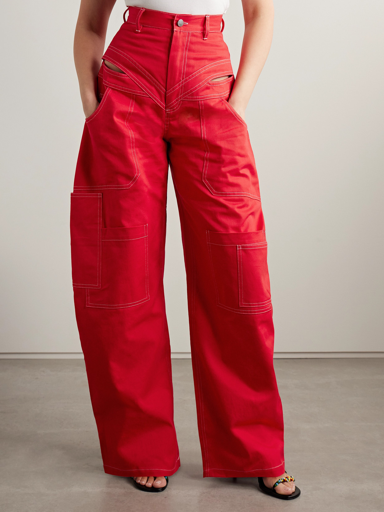 TOLU COKER BANANA CUTOUT HIGH-RISE BARREL-LEG JEANS
