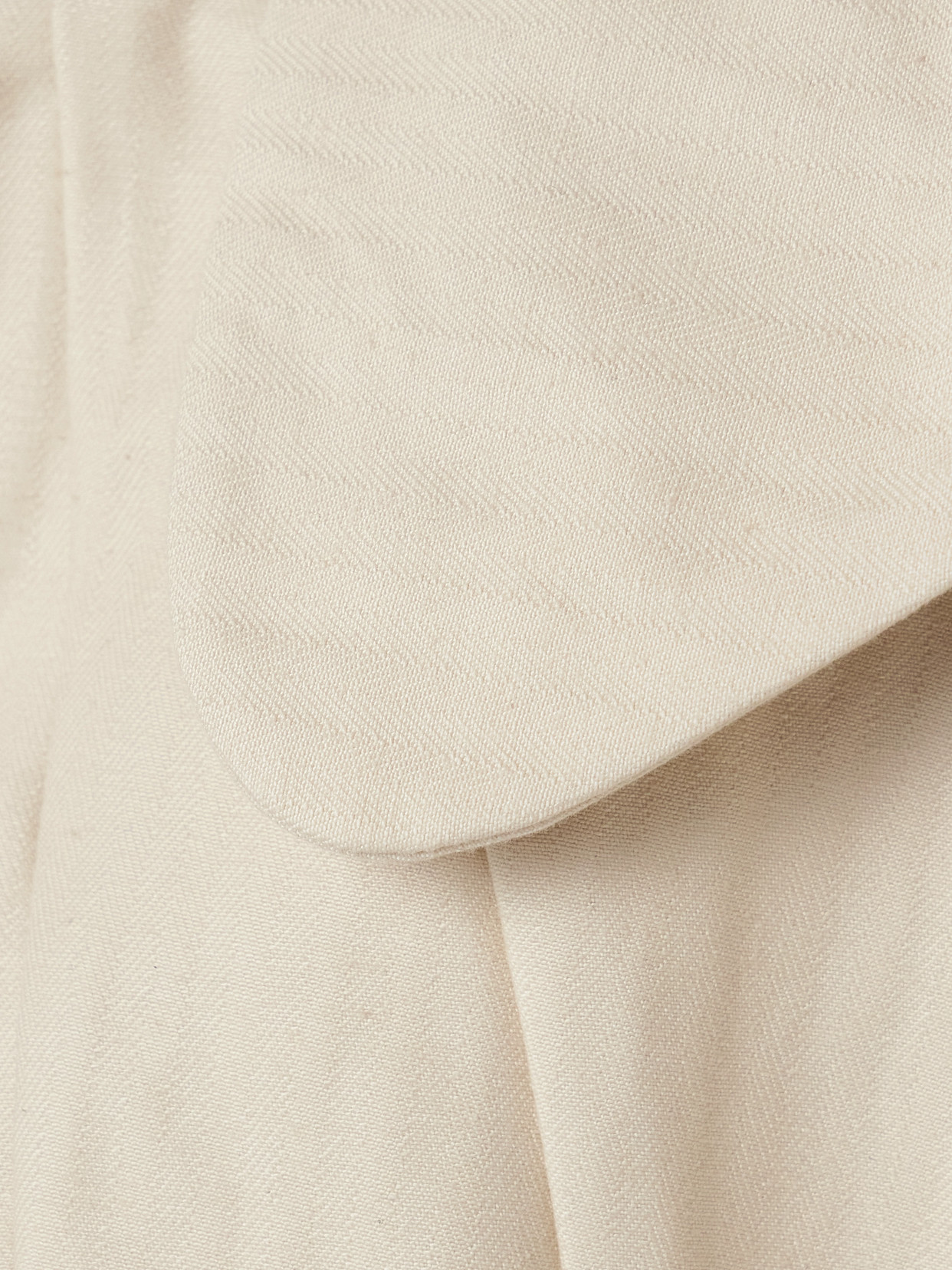 Tolu Coker Cropped Paneled Herringbone Cotton Top