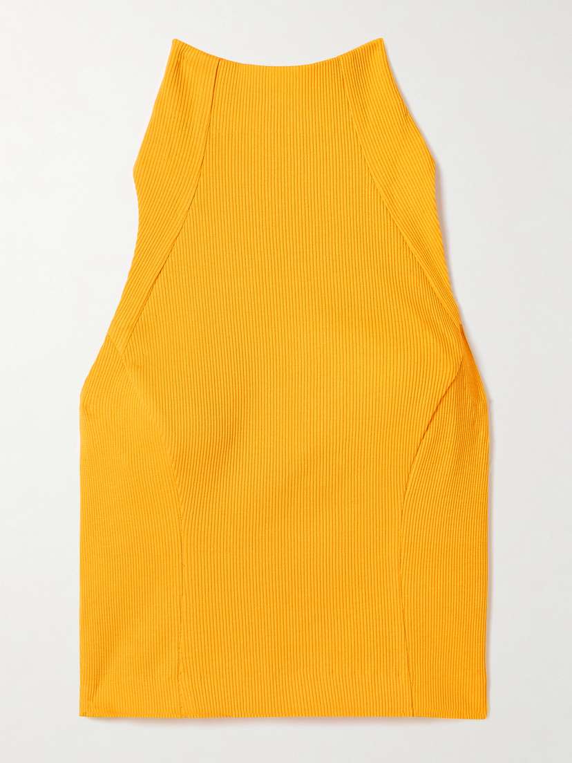 Tolu Coker Open-back Cropped Ribbed Cotton-blend Tank