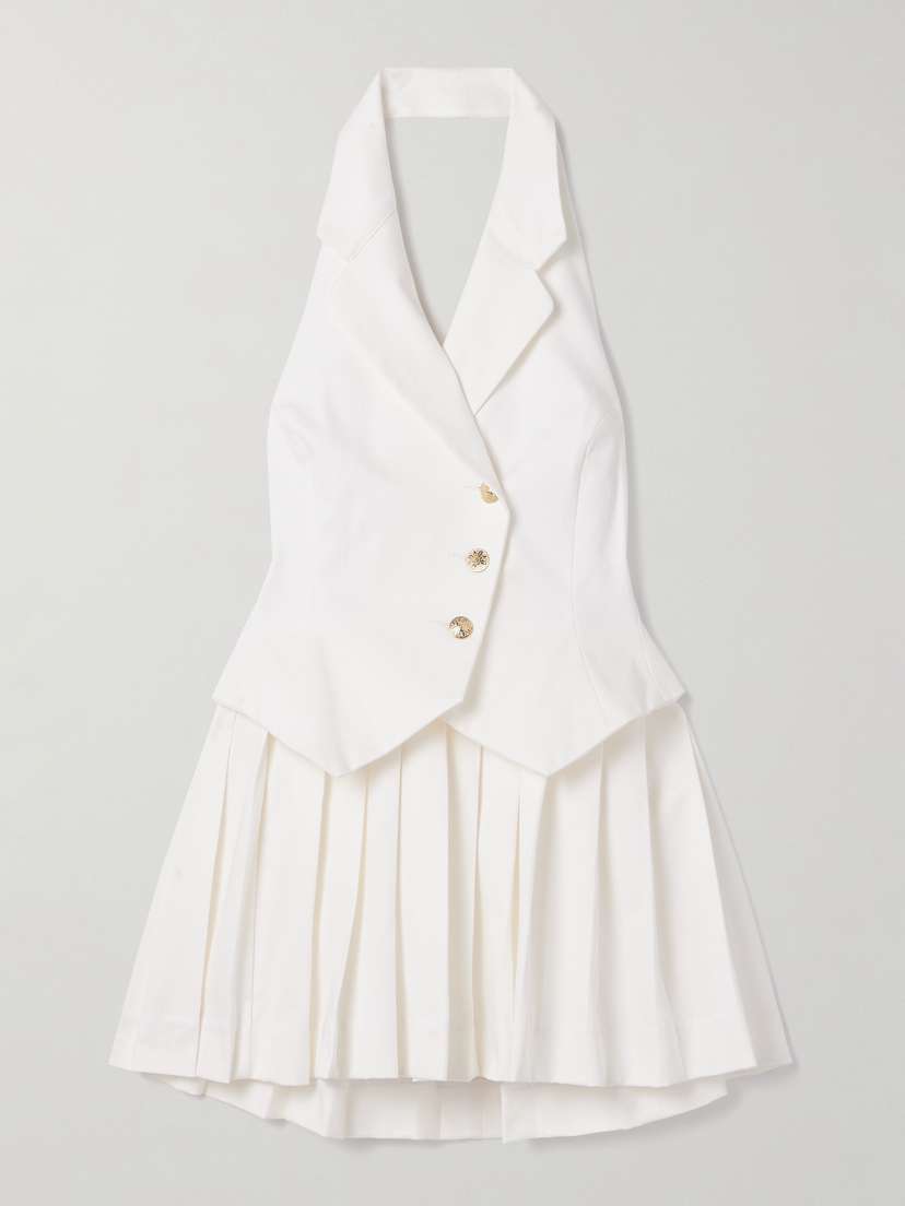 Tolu Coker Pleated Denim Mini Dress