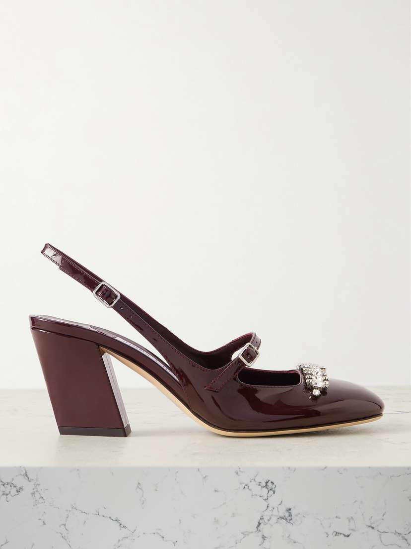 Jimmy Choo Belinda 70 Crystal-embellished Patent-leather Slingback Pumps