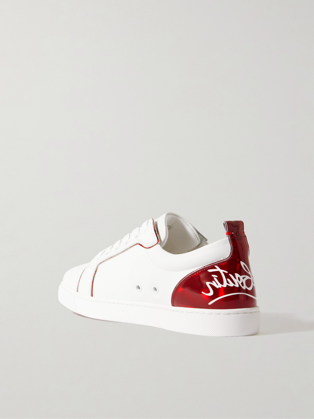 Christian Louboutin Fun Vieira Printed Pvc-trimmed Perforated Leather Sneakers In White