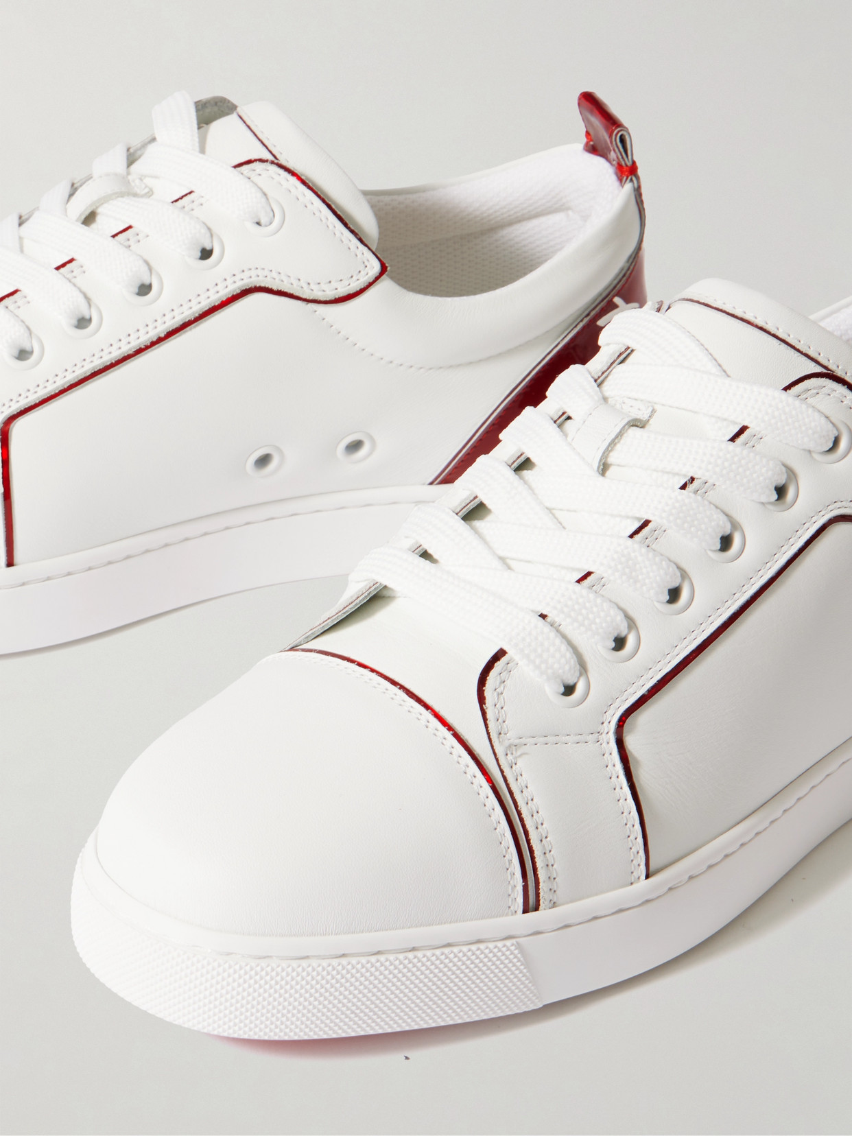 Christian Louboutin Fun Vieira Printed Pvc-trimmed Perforated Leather Sneakers In White