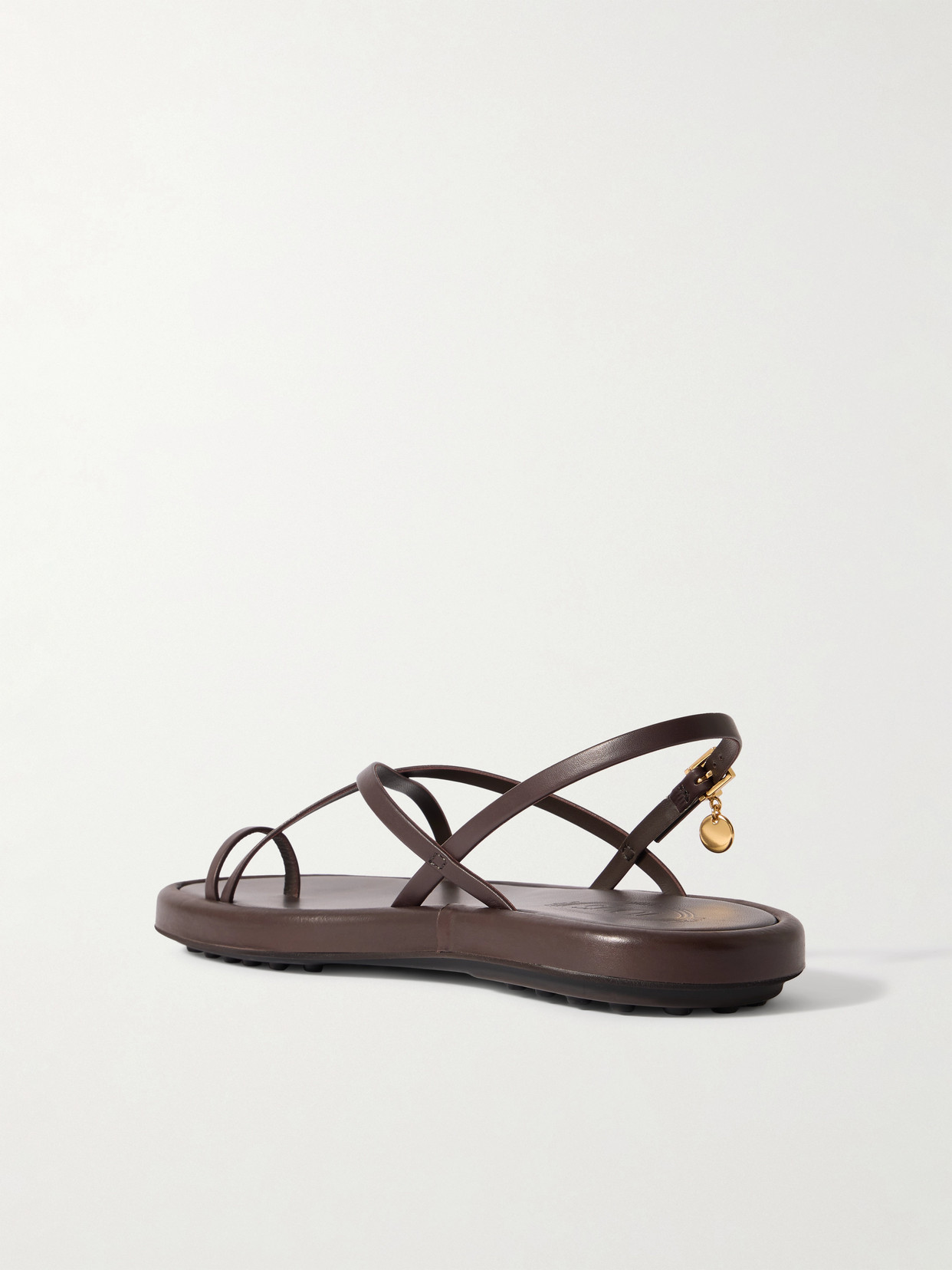 Tod's Embellished Leather Sandals In Brown
