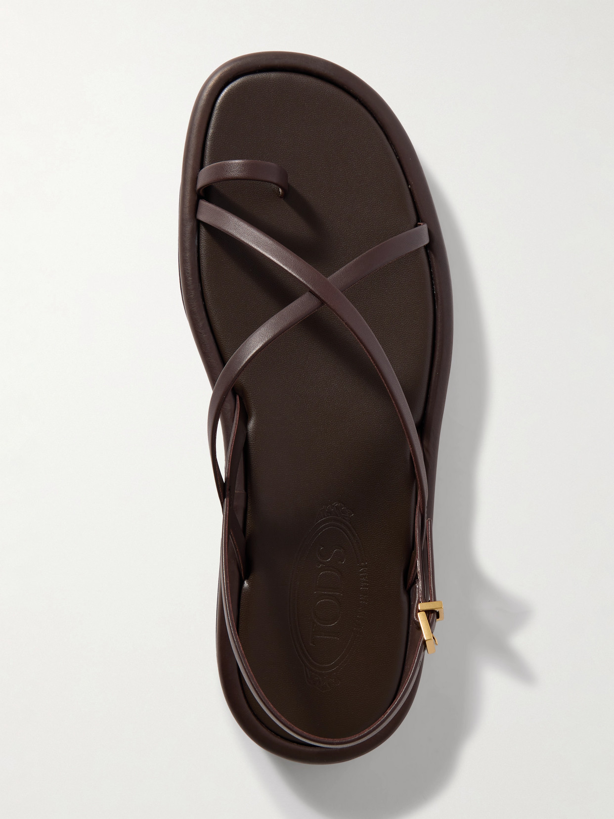 Tod's Embellished Leather Sandals In Brown