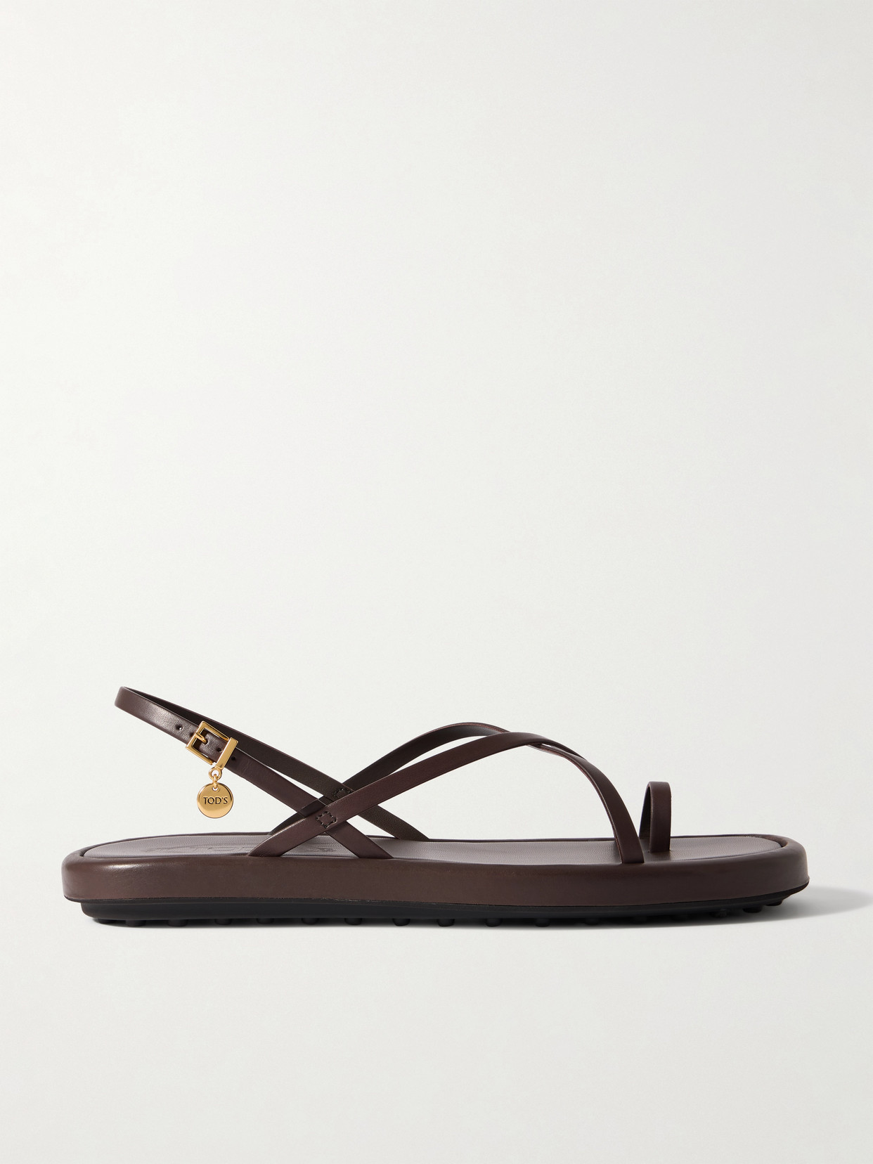 Tod's Embellished Leather Sandals In Brown