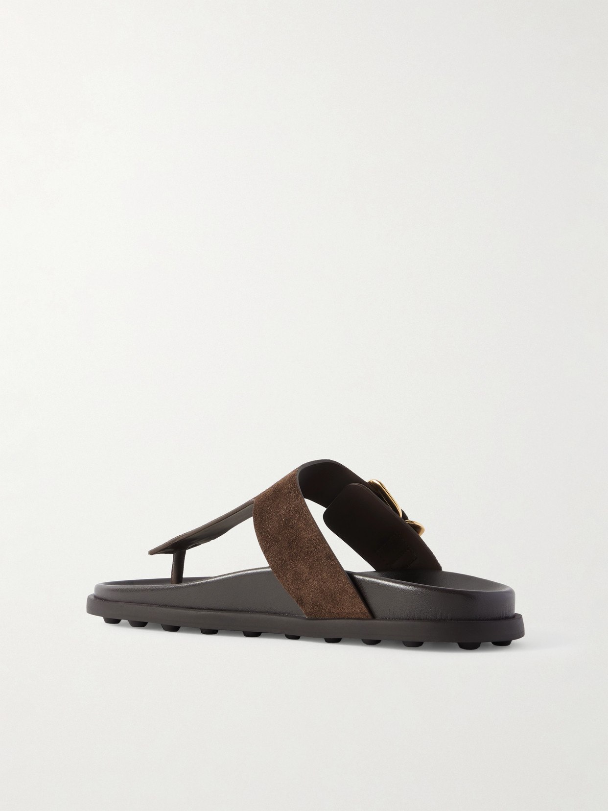 Tod's Buckle Detail Flat Sole Open Toe Slide In Brown