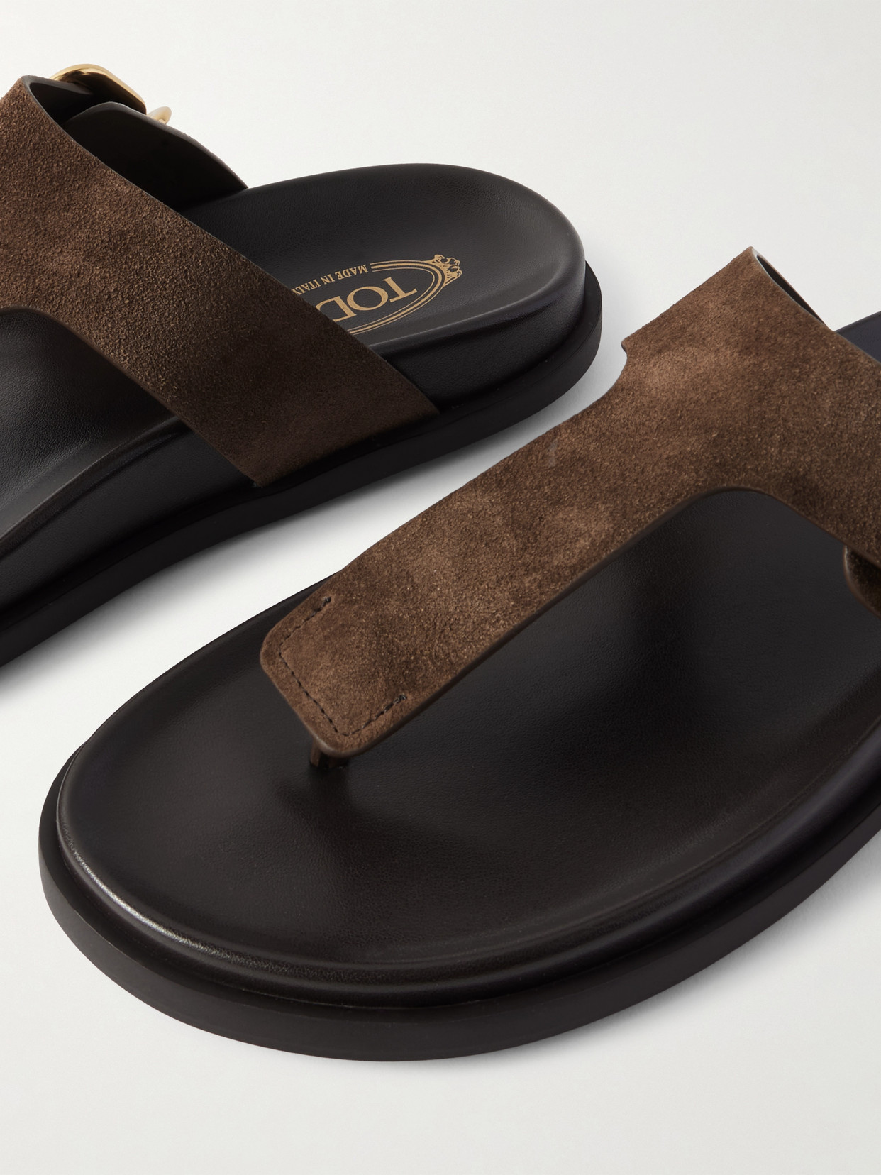 Tod's Buckle Detail Flat Sole Open Toe Slide In Brown