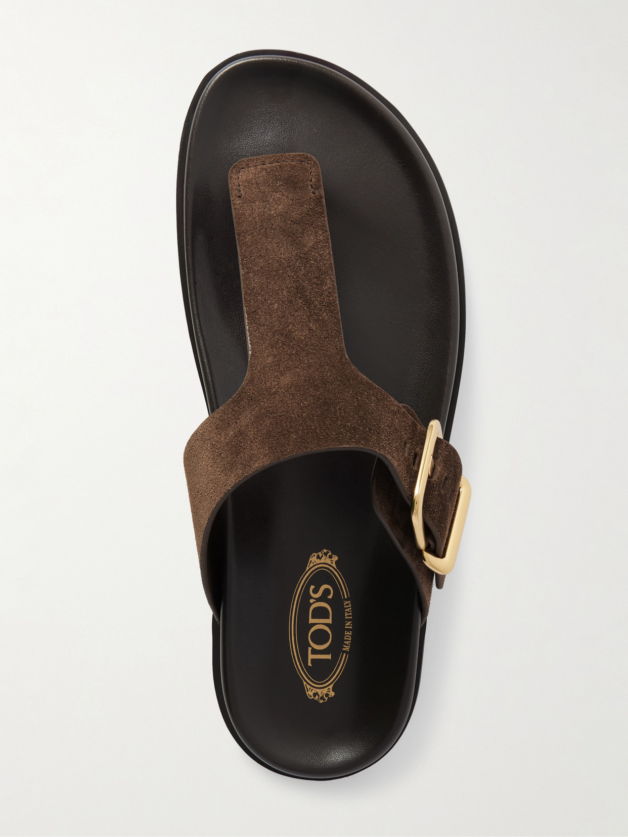 Tod's Buckle Detail Flat Sole Open Toe Slide In Brown