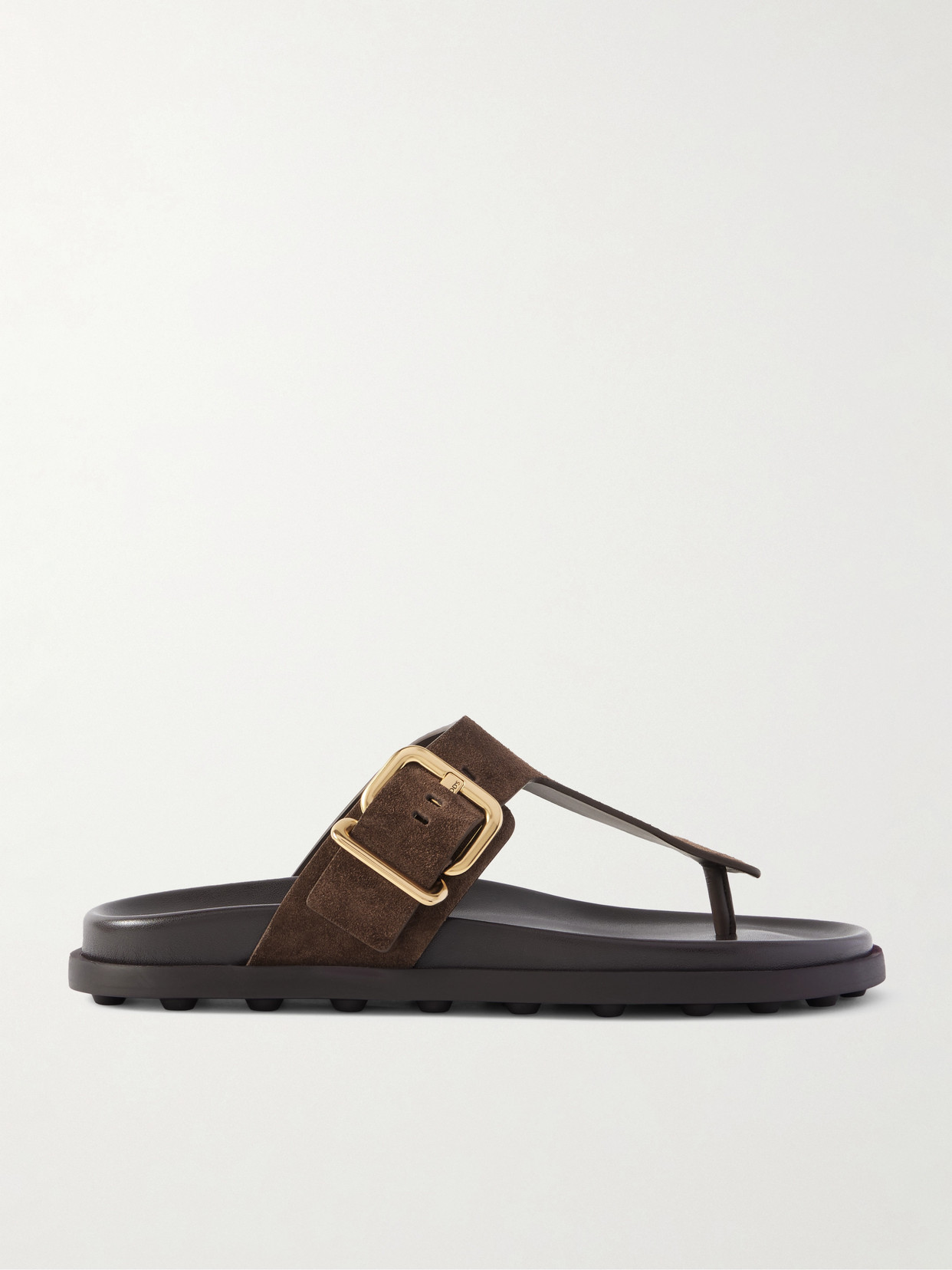 Tod's Buckle Detail Flat Sole Open Toe Slide In Brown