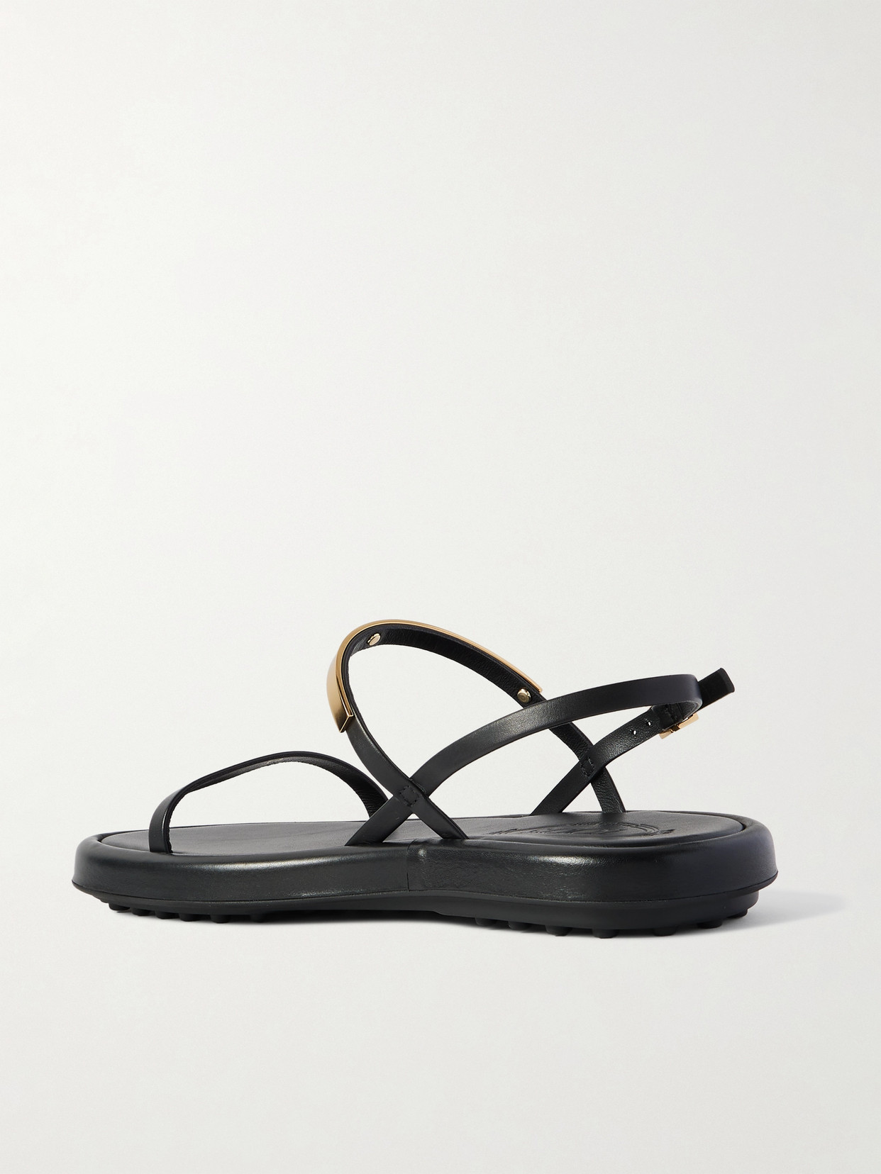 Tod's Baretta Sporty Leather Sandals In Black
