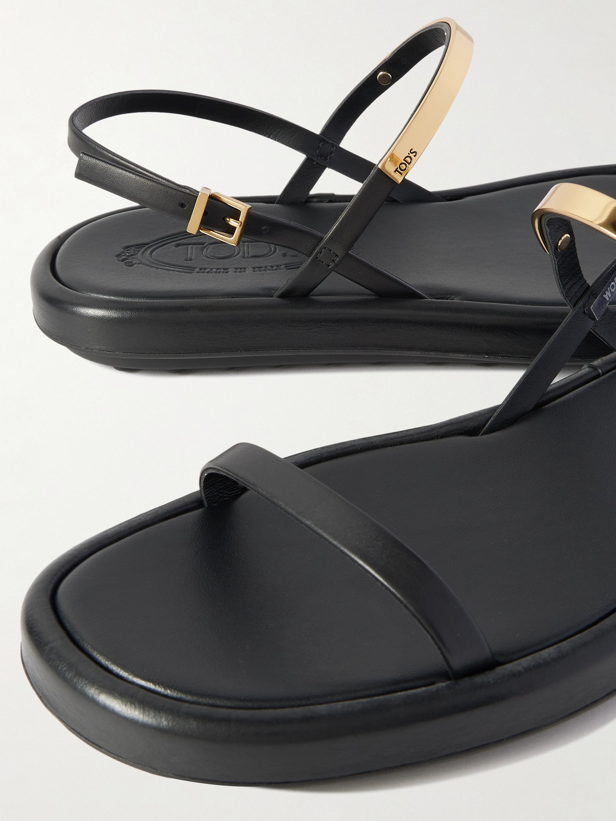 Tod's Baretta Sporty Leather Sandals In Black