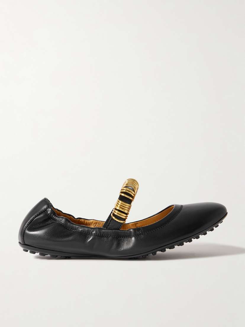 Tod's Embellished Leather Ballet Flats