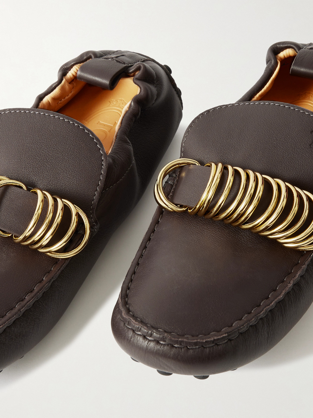Tod's Gommino 22l Embellished Leather Loafers In Brown